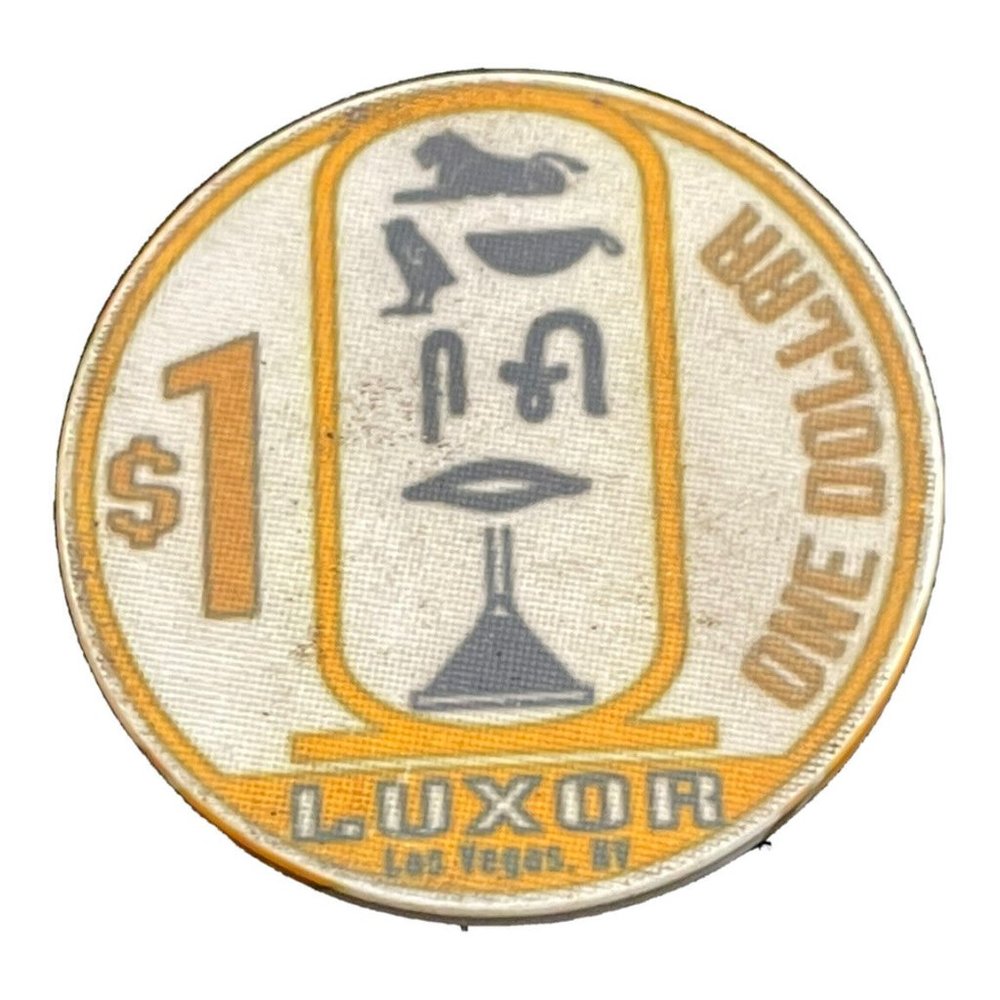 Luxor Hotel Casino Poker Chip $1 Dollar Token Las Vegas Nevada hieroglyphs Coin